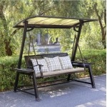 3 seats 2 seater PC top Hanging hammock Aluminum garden swing chair with solar LED light woodlike color/full metal frame