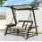 3 seats 2 seater PC top Hanging hammock Aluminum garden swing chair with solar LED light woodlike color/full metal frame