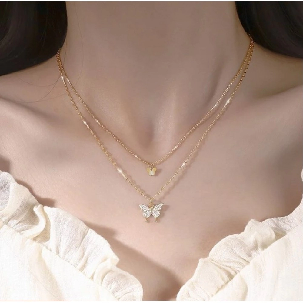 Delysia King Double Butterfly Necklace Clavicle Chain