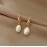 New French Elegant Gold Color Bean Spliced Flat Pearl Earrings for Korean Fashion Jewelry Party Women's Sweet Accessories