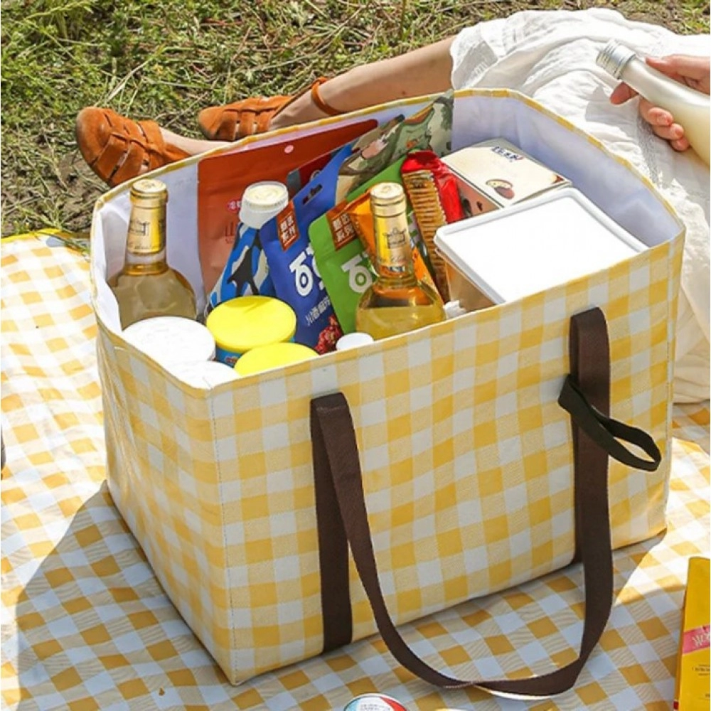 Outdoor Portable Picnic Bag Large Capacity Waterproof Foldable Thermal Insulation Lunch Bag Portable Car Camping Picnic Basket